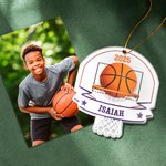 Gepersonaliseerd basketbal acryl opknoping ornament met naam en jaar boom decoratie kerstcadeau voor basketbal liefhebber