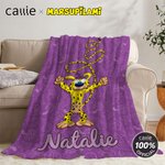 Personalised Cute Tail-Bouncing Marsupilami Soft Throw Blanket with Name Home Decor Birthday Christmas Gift for Kids | Callie × Marsupilami®