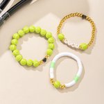 Personlig tennisball silikonperlearmbånd med navn Team Spirit Wear Game Day Bursdagsgave til Cheerleader Tennisentusiast