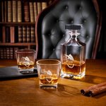 Personalized Fishing Pattern Whiskey Decanter 2 Glasses Set with Engraved Name Initial and Wooden Storage Box Birthday Gift for Bartending Enthusiasts