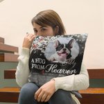 Personalized A Hug From Heaven Photo Cardinal Bird Soft Throw Pillow Cover with Text and Name Home Decor Memorial Sympathy Gift for Family Friend