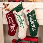 Calza di Natale a maglia personalizzata con nome e design del pupazzo di neve Babbo Natale e alce regalo di Natale per famiglia