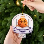 Gepersonaliseerd basketbal acryl opknoping ornament met naam en jaar boom decoratie kerstcadeau voor basketbal liefhebber