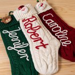 Calza di Natale a maglia personalizzata con nome e design del pupazzo di neve Babbo Natale e alce regalo di Natale per famiglia