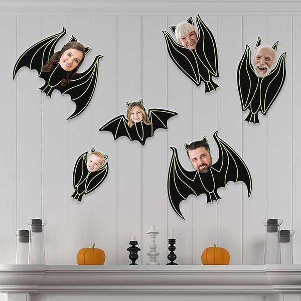 Personalised Face Photo Vampire Family Realistic Hanging Bat with String Home Garden Decoration Party Halloween Gift for Family