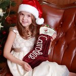 Calza di Natale a maglia personalizzata con nome e design del pupazzo di neve Babbo Natale e alce regalo di Natale per famiglia