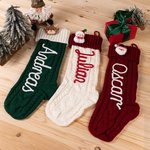 Calza di Natale a maglia personalizzata con nome e design del pupazzo di neve Babbo Natale e alce regalo di Natale per famiglia