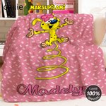 Personalised Cute Tail-Bouncing Marsupilami Soft Throw Blanket with Name Home Decor Birthday Christmas Gift for Kids | Callie × Marsupilami®