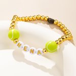 Personlig tennisball silikonperlearmbånd med navn Team Spirit Wear Game Day Bursdagsgave til Cheerleader Tennisentusiast