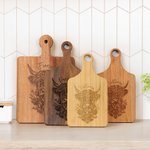 Personalized Flower Highland Cow Reversible Cheese Charcuterie Cutting Board with Grip Ship from USA Birthday Gift for Highland Cow Lovers