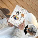 Personalized Cartoon Charatcer Birth Flower Kindle Case with Name for Multiple Models Daily Use Birthday Gift for Book Lover Bookworm