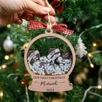 Personalized Our First Christmas Married Wooden Ornament with Name and Date Home Decor Christmas Gift for Couples