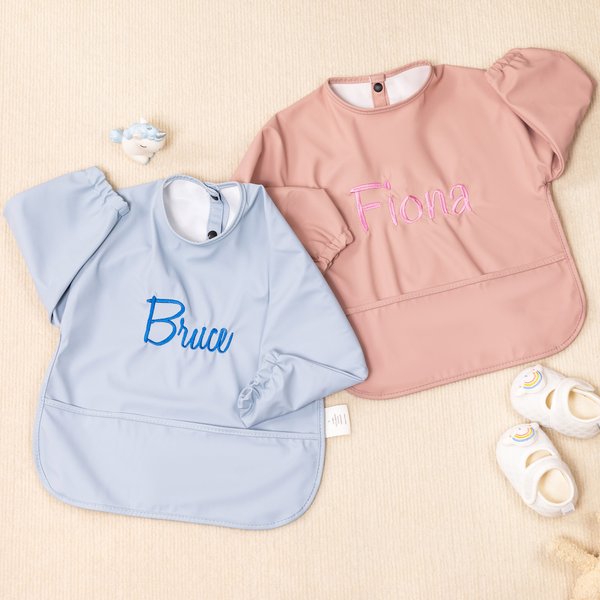 Babero de manga larga impermeable personalizado con nombre bordado Regalo de Baby Shower para bebés