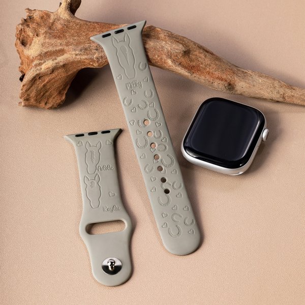 Personalised Horse Face Silhouette Avatar Silicone Multicolour Watch Band for Apple with Engraved Name Birthday Anniversary Gift for Horse Lovers