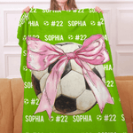 Personalized Bow Volleyball Softball Multicolor Soft Throw Blanket with Name and Number Birthday Gift for Ball Sports Lovers Girls
