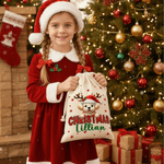 Personalisierter Niedlicher Tier Geschenkbeutel mit Kordelzug Namen Weihnachtsmannmütze Weihnachtsgeschenk für Familie Freunde