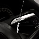 Guidad av tro prydd med blomma - Personligt namn kors ratten charm Christian dop födelsedagspresent