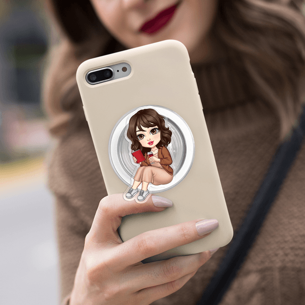 Personalized Cartoon Character Acrylic Magnetic Phone Grip Mobile Phone Accessories Birthday Gift for Women Bookworms