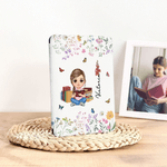 Personalized Cartoon Charatcer Birth Flower Kindle Case with Name for Multiple Models Daily Use Birthday Gift for Book Lover Bookworm