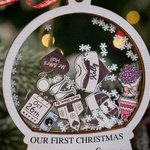 Personalized Our First Christmas Married Wooden Ornament with Name and Date Home Decor Christmas Gift for Couples
