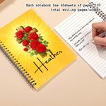 Personalized Cross Birth Flower A5 Journal Notebook with 120 Lined Pages and Name Back to School Birthday Gift for Christian Student