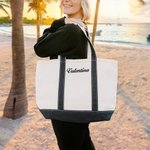 Borsa tote personalizzata in tela con nome ricamato resistente per viaggio e uso quotidiano regalo di compleanno per donne