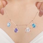 Collier tortue de mer en zircon personnalisé avec 1 à 6 pierres de naissance - Cadeau anniversaire pour femme amoureuse des tortues