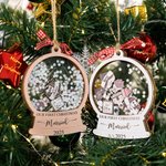Personalized Our First Christmas Married Wooden Ornament with Name and Date Home Decor Christmas Gift for Couples
