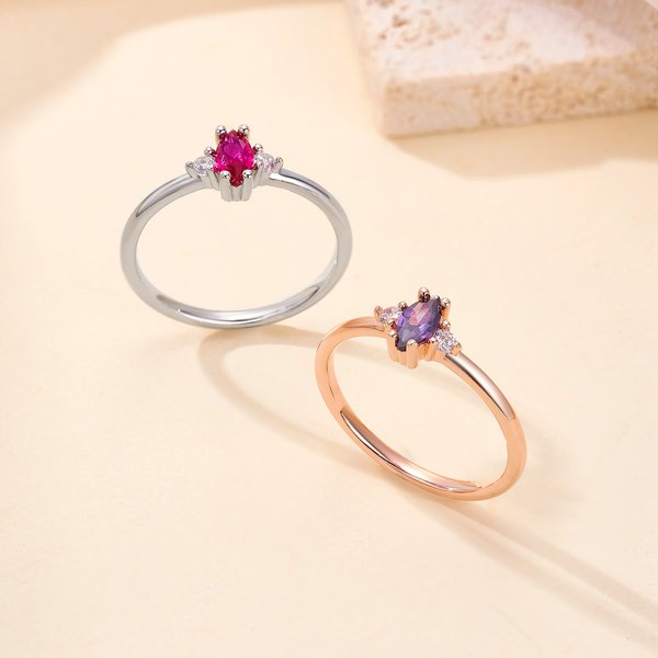 Personalisierte Marquise Birthstone Ring zierlich Schmuck Geburtstag Jahrestag Geschenk für Frauen