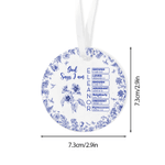 Personalized Toile De Jouy Birth Flower Bible Chapter Ornament with Name Tree Decor Baptism Birthday Christmas Gift for Christians