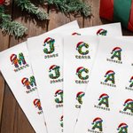 Personalised Santa Hat Colour Lights Waterproof Sticker with Initial Name Gift Decoration Christmas Party Gift for Family Kids