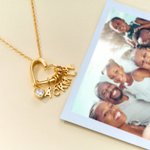 Collana di famiglia personalizzata con pietre di nascita a forma di cuore con 1-6 iniziali Festa della mamma Regalo di compleanno per nonna mamma donna