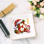 Chapeau de Père Noël Personnalisé Initiales Personnage Cartoon Céramique Plat à Bijoux avec Nom Anniversaire Noël Cadeau pour Femmes