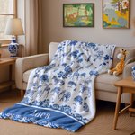 Personalized Toile De Jouy Zebra Giraffe Wild Animals Soft Throw Blanket with Name Home Decor Birthday Christmas Gift for Kid Family