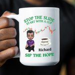 Personalizada Tendencias de Valores Cartoon Character 11 oz 15 oz Taza de café de cerámica con nombre Cumpleaños Aniversario Regalo para Hombres Inversores de Valores
