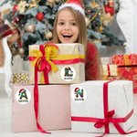 Personalised Santa Hat Colour Lights Waterproof Sticker with Initial Name Gift Decoration Christmas Party Gift for Family Kids