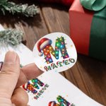 Personalised Santa Hat Colour Lights Waterproof Sticker with Initial Name Gift Decoration Christmas Party Gift for Family Kids