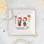 Personalisierte Cartoon-Charakter Geburt Blume Design Quadrat Keramik Trinket Schmuck Schale mit Namen Weihnachten Freundschaft Geschenk für Frauen