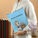 Personalized Flower Book Cartoon Character Book Sleeve Cover with Name and Title Birthday Gift for Friend Bookworm