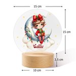 Luz nocturna LED personalizada con nombre y base de madera decoración para habitación regalo de Navidad para bebés y niños