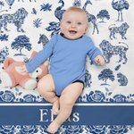Personalized Toile De Jouy Zebra Giraffe Wild Animals Soft Throw Blanket with Name Home Decor Birthday Christmas Gift for Kid Family