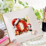 Chapeau de Père Noël Personnalisé Initiales Personnage Cartoon Céramique Plat à Bijoux avec Nom Anniversaire Noël Cadeau pour Femmes