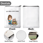 Personalized Flower Book Cartoon Character Book Sleeve Cover with Name and Title Birthday Gift for Friend Bookworm