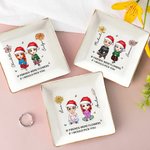 Personalisierte Cartoon-Charakter Geburt Blume Design Quadrat Keramik Trinket Schmuck Schale mit Namen Weihnachten Freundschaft Geschenk für Frauen