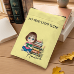 Personalized Flower Book Cartoon Character Book Sleeve Cover with Name and Title Birthday Gift for Friend Bookworm