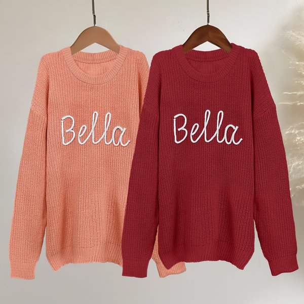 Personalised Soft Knitted Jumper with Name Christmas New Year Gift for Family Friends