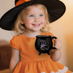 Spersonalizowany ceramiczny kubek na kawę z imieniem i nazwiskiem Magiczny kociołek i kapelusz czarownicy z brokatowym napisem Trick or Treat Prezent na Halloween dla kobiet i dzieci