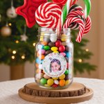 Sombrero de Santa Personalizado Cara Foto Impermeable Glitter Confeti Pegatinas con Nombre Regalo Decoración Fiesta de Navidad Favor para la Familia Amigos