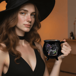 Spersonalizowany ceramiczny kubek na kawę z imieniem i nazwiskiem Magiczny kociołek i kapelusz czarownicy z brokatowym napisem Trick or Treat Prezent na Halloween dla kobiet i dzieci