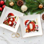 Chapeau de Père Noël Personnalisé Initiales Personnage Cartoon Céramique Plat à Bijoux avec Nom Anniversaire Noël Cadeau pour Femmes